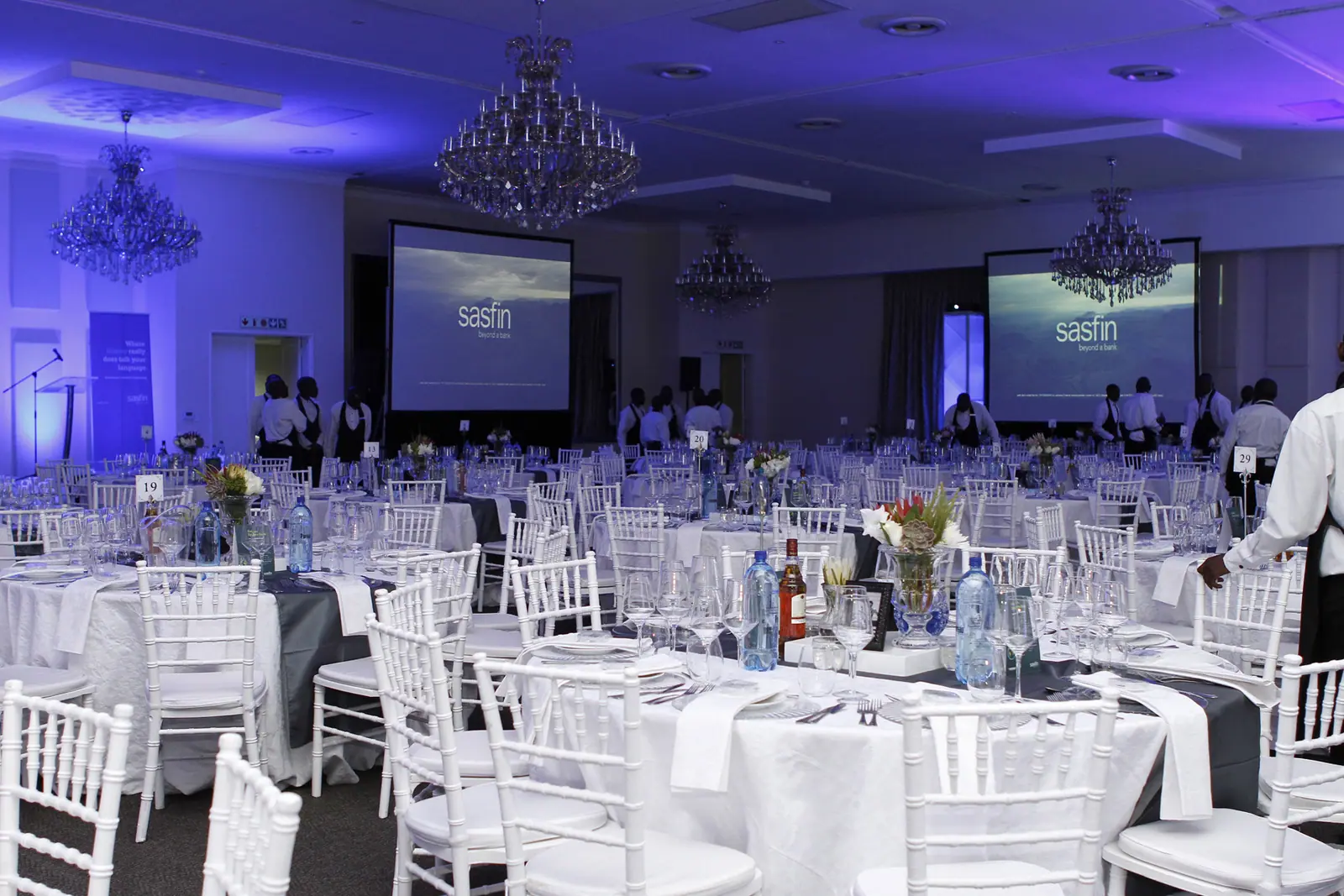 Banquet hall set for the Sasfin quiz evening